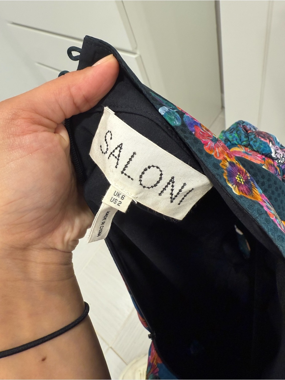 SALONI Teal and Black Floral High-Neck Midi Dress - Picture 8 of 8
